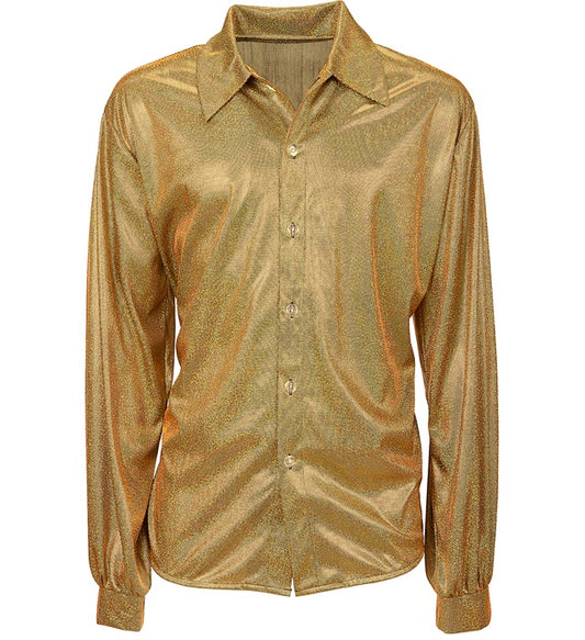 Holographisches 70s Disco Hemd mit schimmerndem Retro-Design für Fasnacht