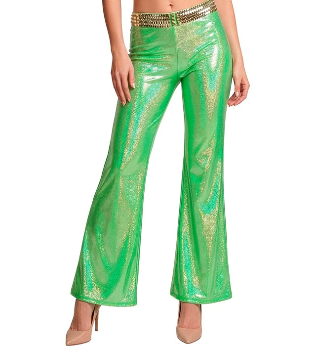 Grüne Hose aus holographischem Stoff für Fasnacht und Karneval