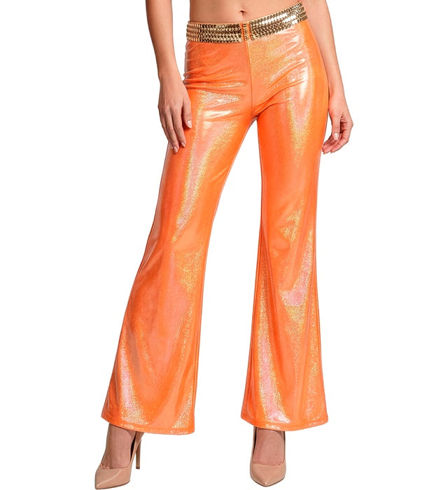 Hose aus holographischem Stoff in kräftigem Orange für Fasnacht