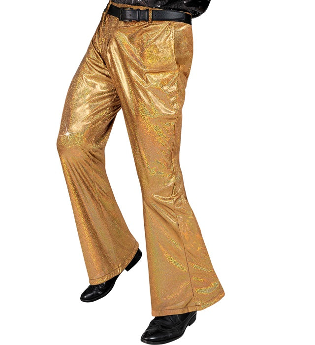 Holografische 70er Jahre Disco-Hose mit glänzendem Effekt für Fasnacht