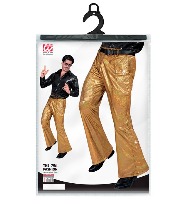 Holografische 70er Jahre Disco-Hose mit glänzendem Effekt für Fasnacht