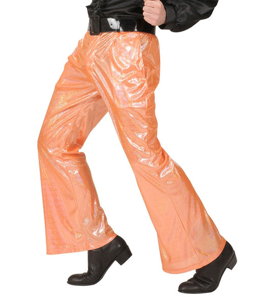 Leuchtend orange Hose aus holographischem Stoff für Fasnacht
