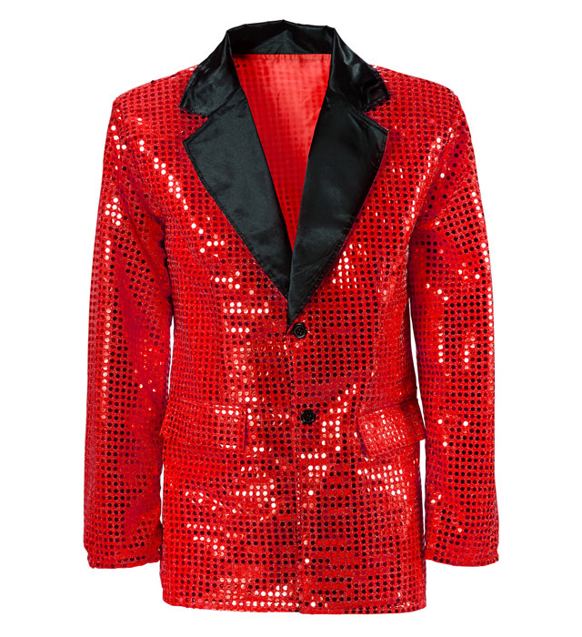 Rote Paillettenjacke mit Satin-Kragen für Fasnacht und Karneval