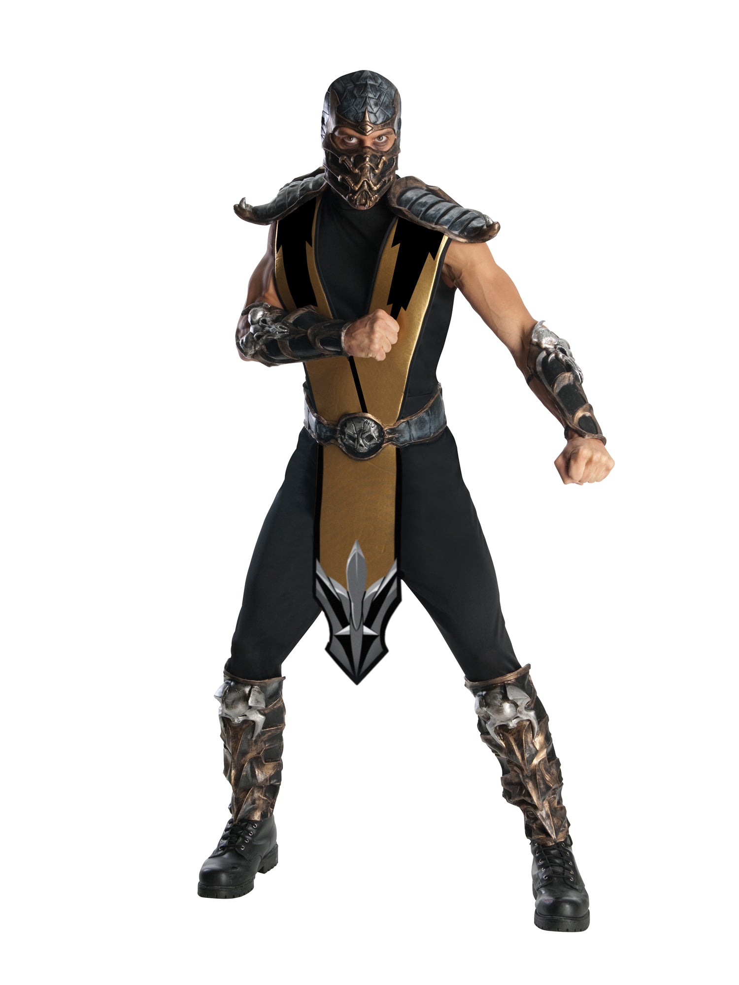 Rubies Scorpion Kostüm für Herren aus Mortal Kombat mit Overall, Rüstungsteilen, Gürtel und Maske