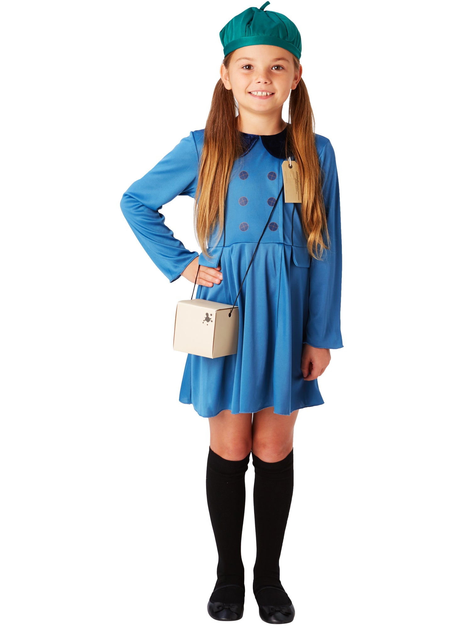 Rubies Evacuee Kinderkostüm für Mädchen mit Mantel, Kleid-Imitat und Hut – Seitenansicht