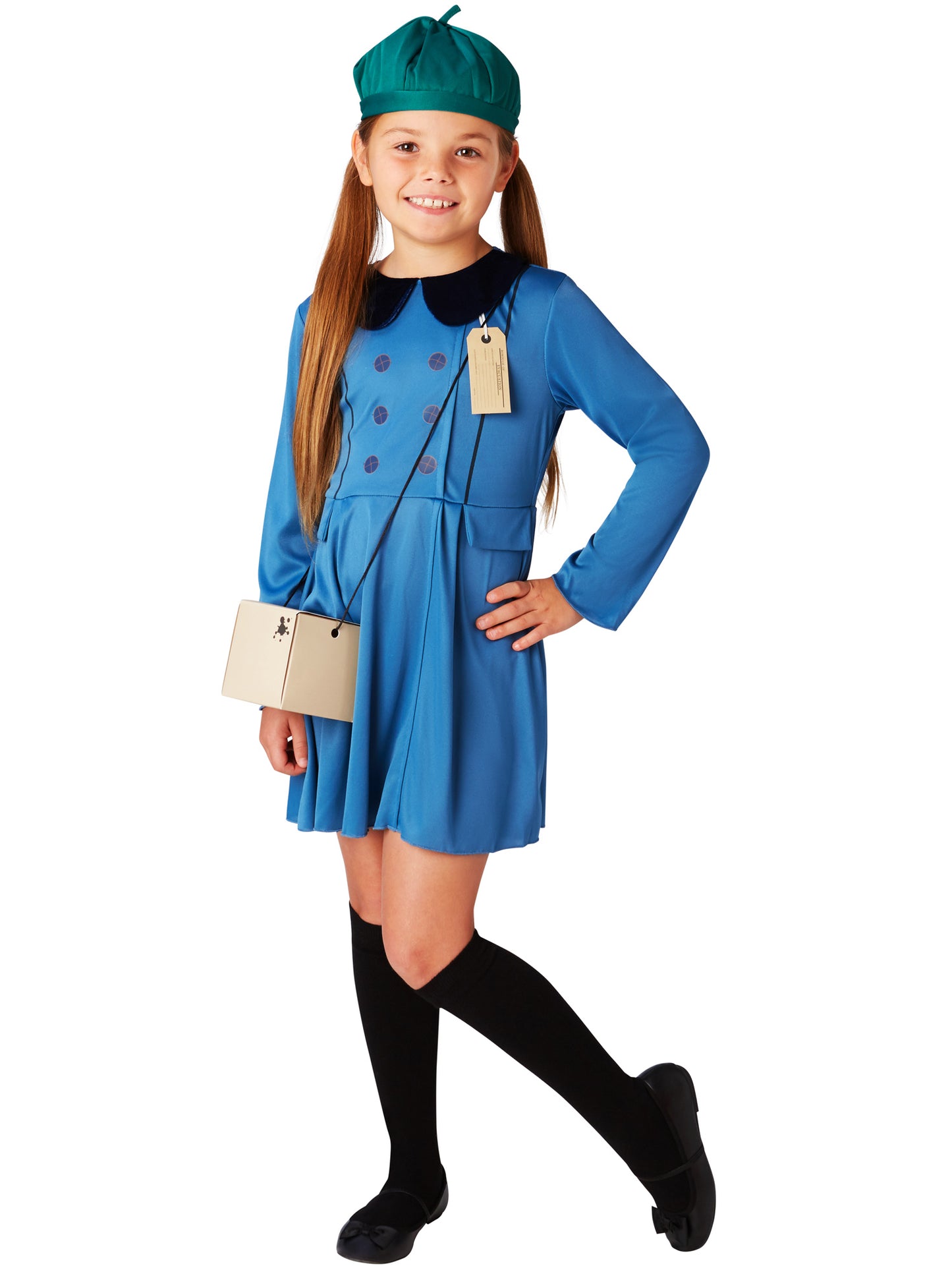 Rubies Evacuee Kinderkostüm für Mädchen mit Mantel, Kleid-Imitat und Hut – Rückansicht