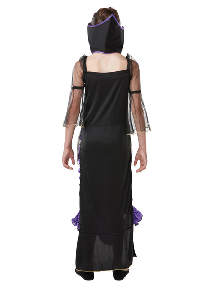 Rubies Gothic-Vampirin-Kinderkostüm für Mädchen mit Kleid und Samtkragen – Seitenansicht