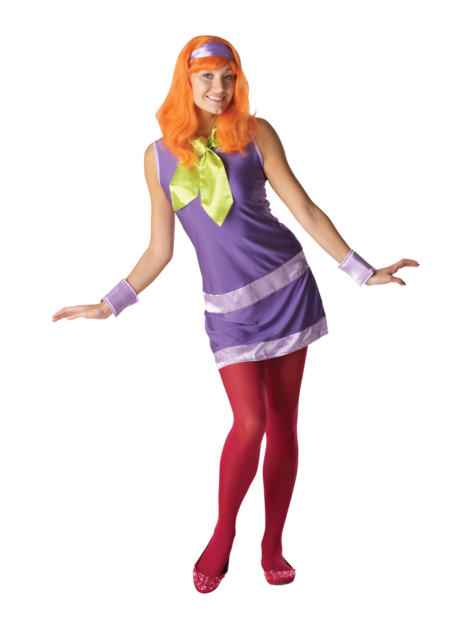 Rubies Daphne Scooby-Doo-Kostüm für Damen mit Kleid, Perücke, Halstuch und Manschetten