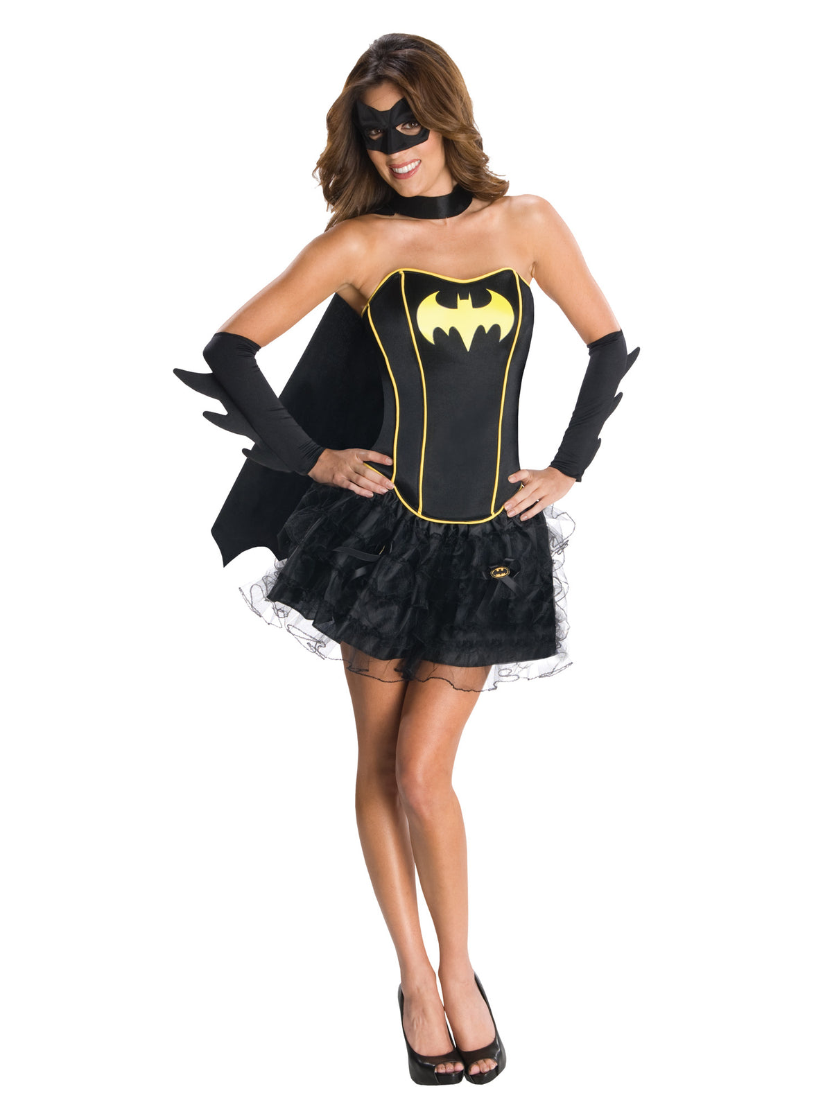 Rubies Batgirl Corset Kostüm für Erwachsene mit Rock, Umhang, Gauntlets und Augenmaske