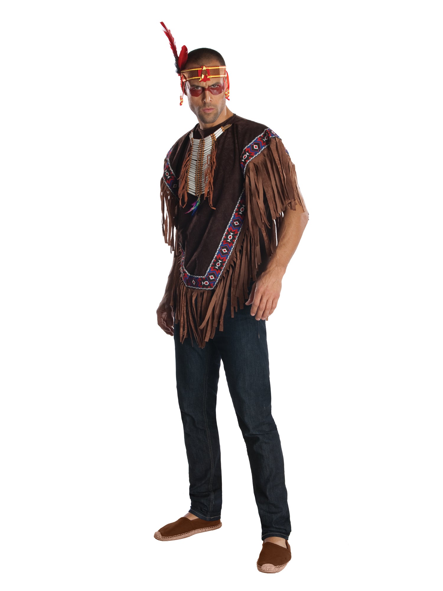 Rubies Indian Kostüm für Herren mit Poncho-Hemd und Stirnband