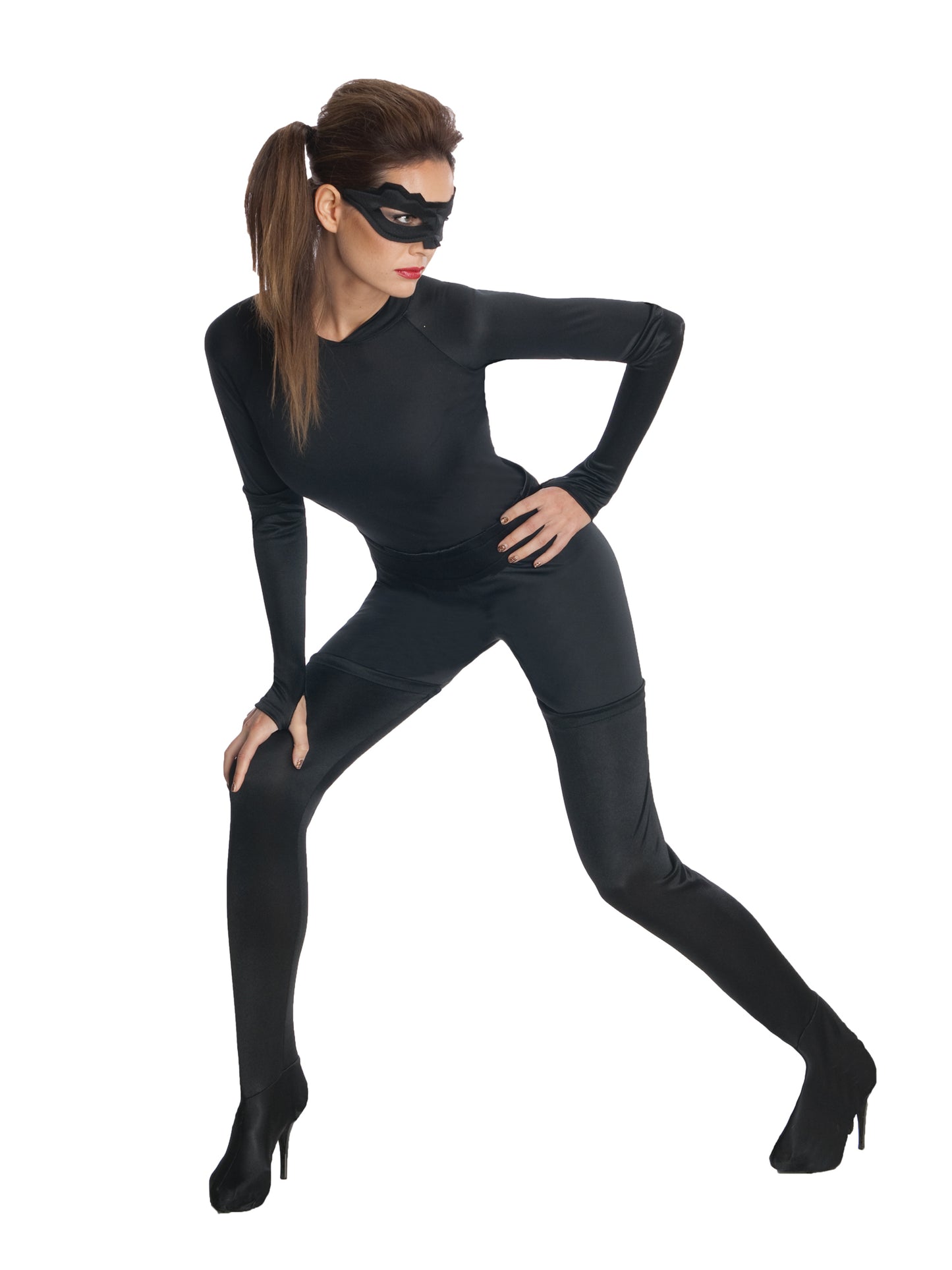 Rubies Catwoman Kostüm für Damen mit Overall, Augenmaske und Gürtel – Detailansicht