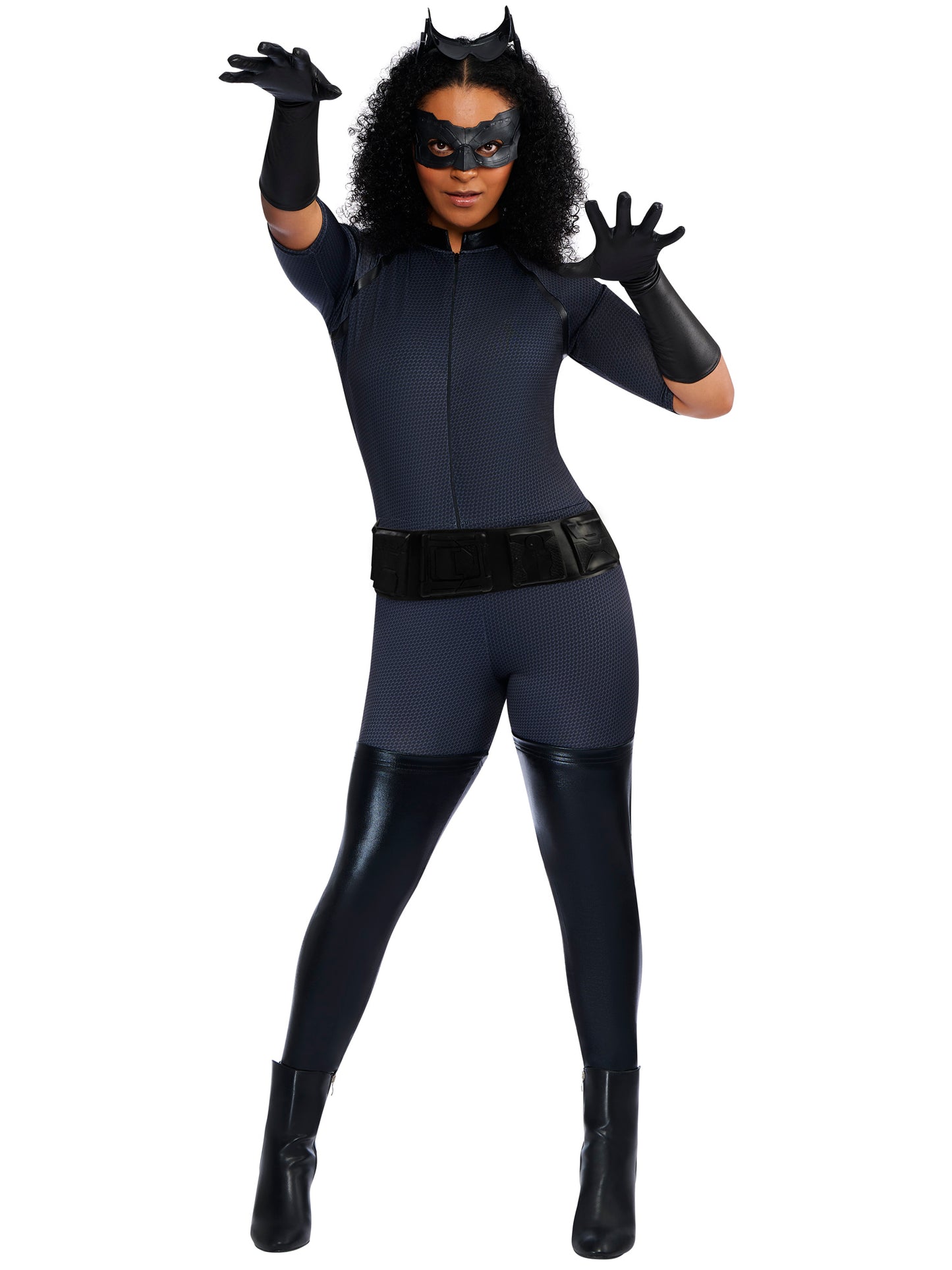 Rubies Catwoman Kostüm für Damen mit Overall, Maske und Gürtel – Verpackung