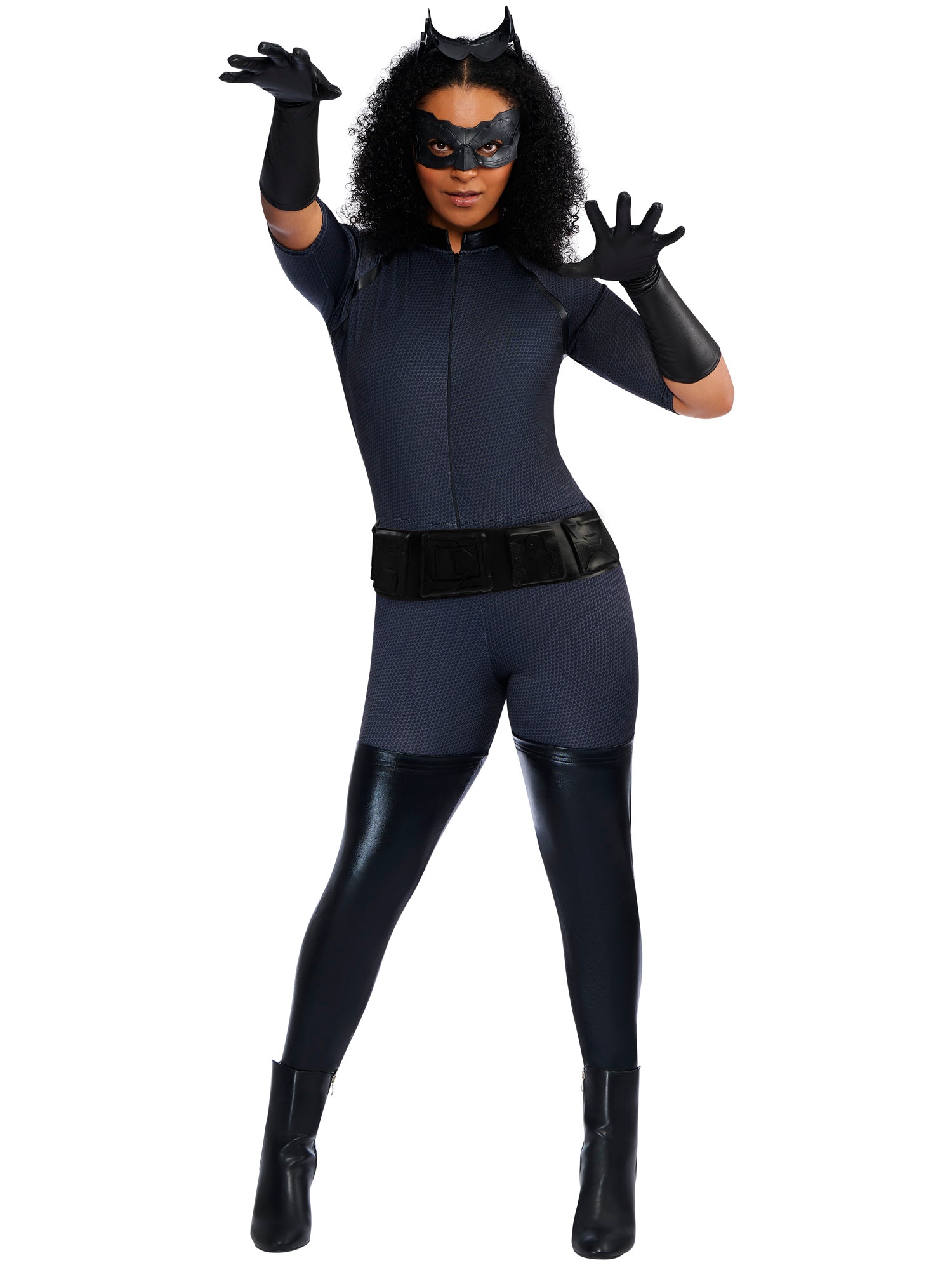 Rubies Catwoman Kostüm für Damen mit Overall, Maske und Gürtel – Verpackung