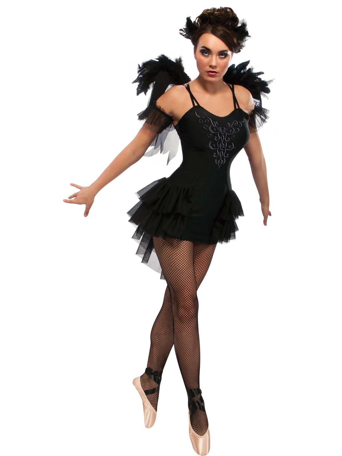 Rubies BLACK SWAN Kostüm für Damen mit Kleid, Schal und Hut