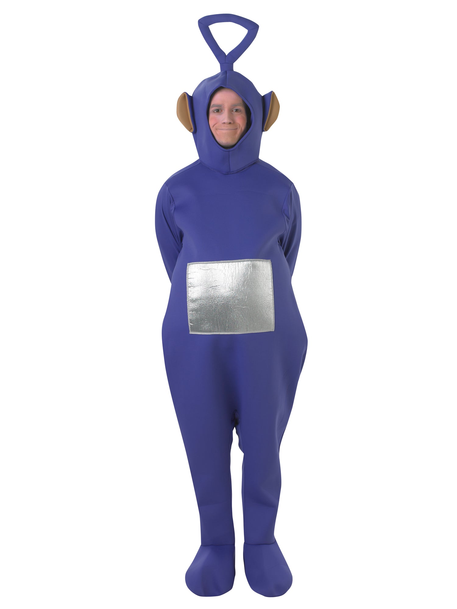 Rubies Tinky Winky Kostüm für Erwachsene aus der Teletubbies-Themenwelt – Detailansicht