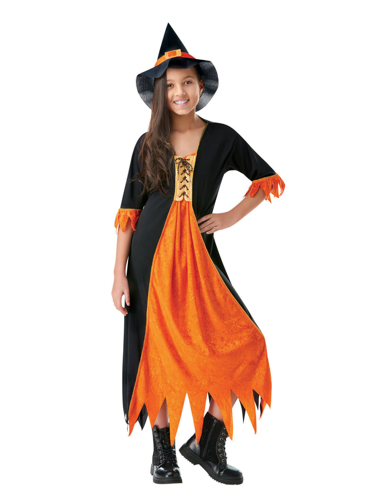 Rubies Gothic Witch Kinderkostüm für Mädchen mit Kleid und Hexenhut