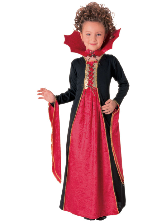 Gothic Vampiress Kinderkostüm für Mädchen von Rubies mit Samtkragen