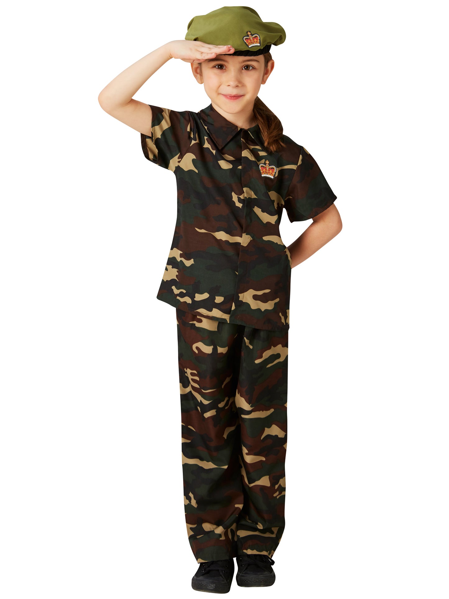 Rubies Soldier Kinderkostüm für Jungen mit Hemd, Hose und Béret – Rückansicht