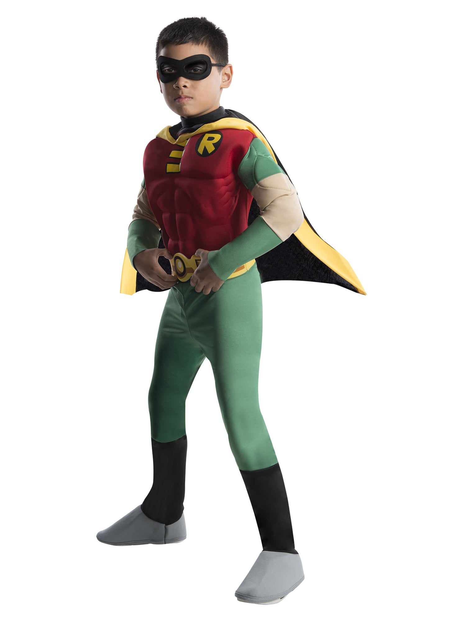 Rubies Robin Deluxe Kinderkostüm für Jungen mit Overall, Augenmaske, Gürtel und Umhang