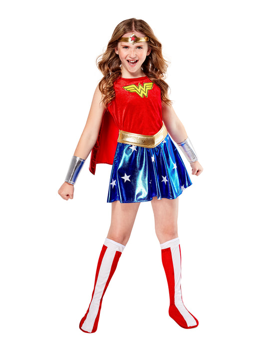 Rubies Wonder Woman Deluxe Kinderkostüm für Mädchen mit Kleid und Umhang – Produktansicht