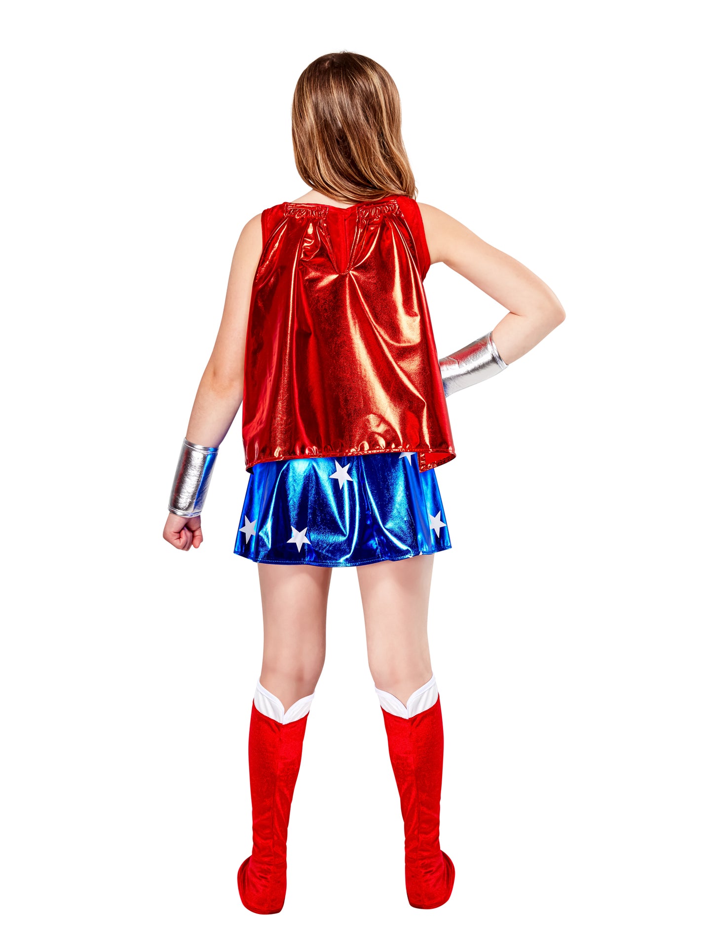 Rubies Wonder Woman Deluxe Kinderkostüm für Mädchen mit Kleid und Umhang – Detailansicht