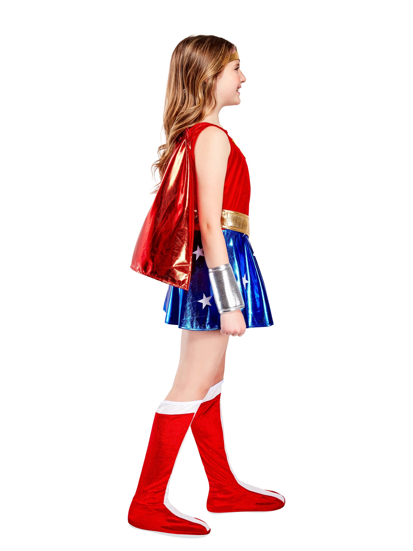 Rubies Wonder Woman Deluxe Kinderkostüm für Mädchen mit Kleid und Umhang – Rückansicht
