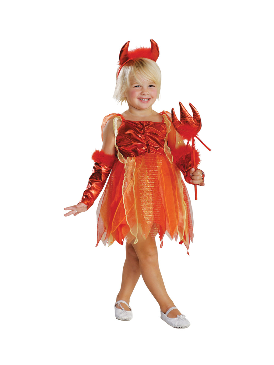 Rubies LIL' DEVIL Kinderkostüm für Mädchen mit Kleid, Gabel-Requisite und Haarreif