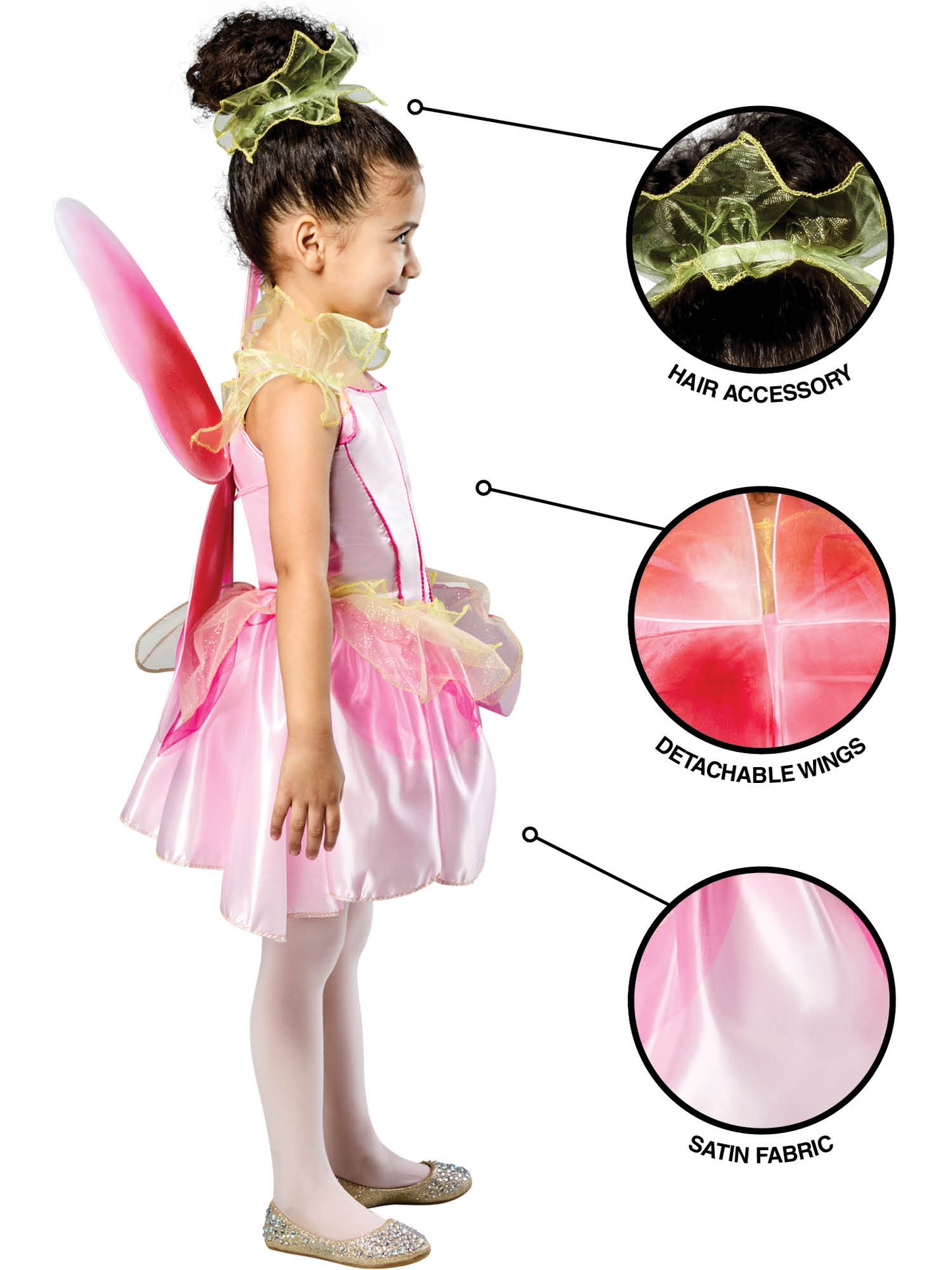 Rubies Springtime Fairy Kinderkostüm für Mädchen mit Kleid Flügeln und Kopfschmuck – Seitenansicht