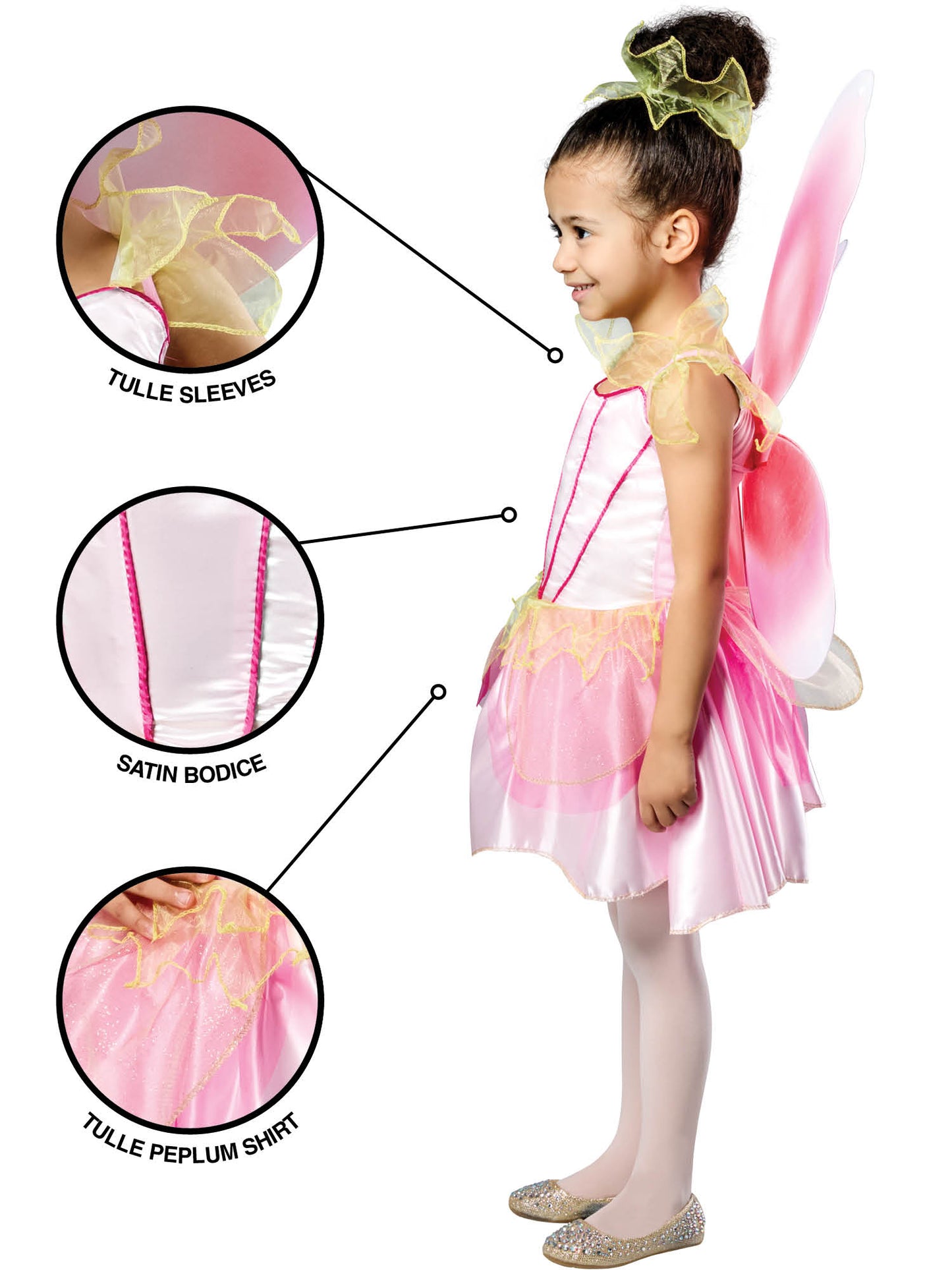 Rubies Springtime Fairy Kinderkostüm für Mädchen mit Kleid Flügeln und Kopfschmuck – Rückansicht