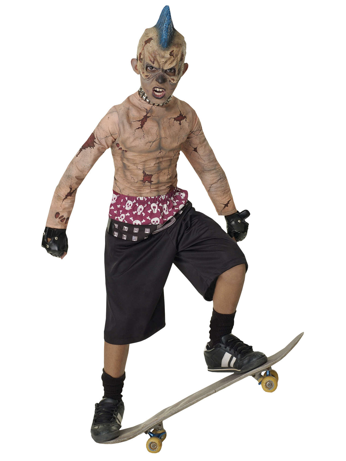 Rubies Zombie-Skate-Punk-Kinderkostüm für Jungen mit Maske, Hemd, Shorts und Handschuhen