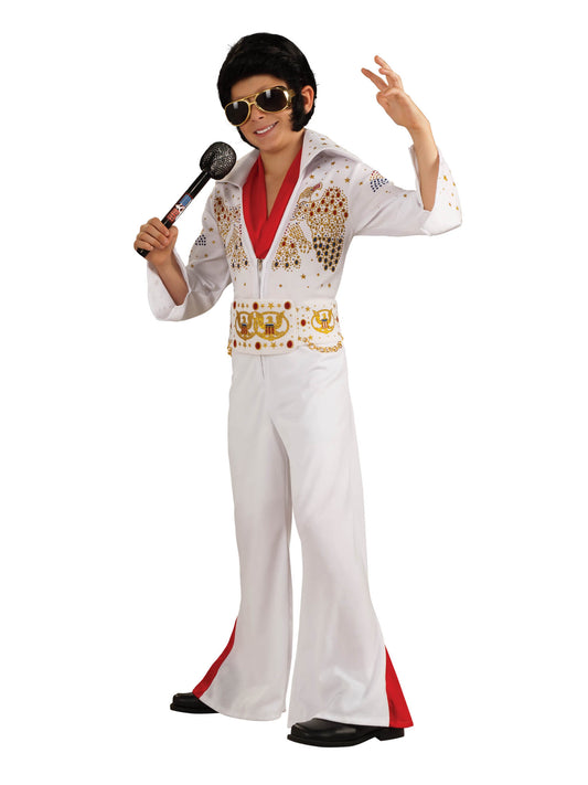 Rubies Elvis Deluxe Kinderkostüm für Jungen mit Overall, Gürtel und Schal