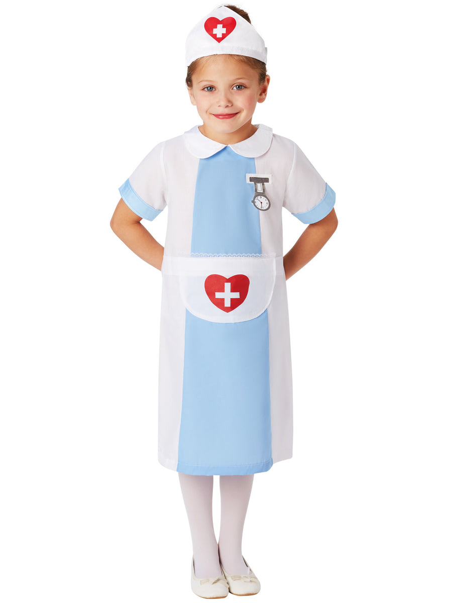 Rubies Nurse Kinderkostüm für Mädchen mit Kleid, Headpiece und Tasche – Produktansicht