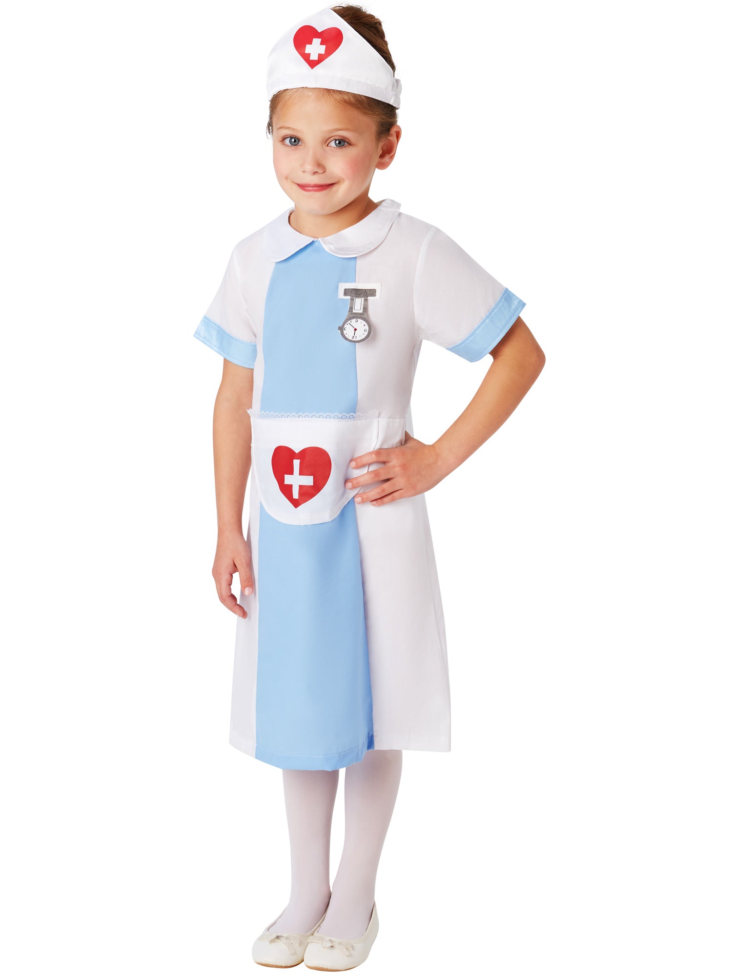 Rubies Nurse Kinderkostüm für Mädchen mit Kleid, Headpiece und Tasche – Seitenansicht