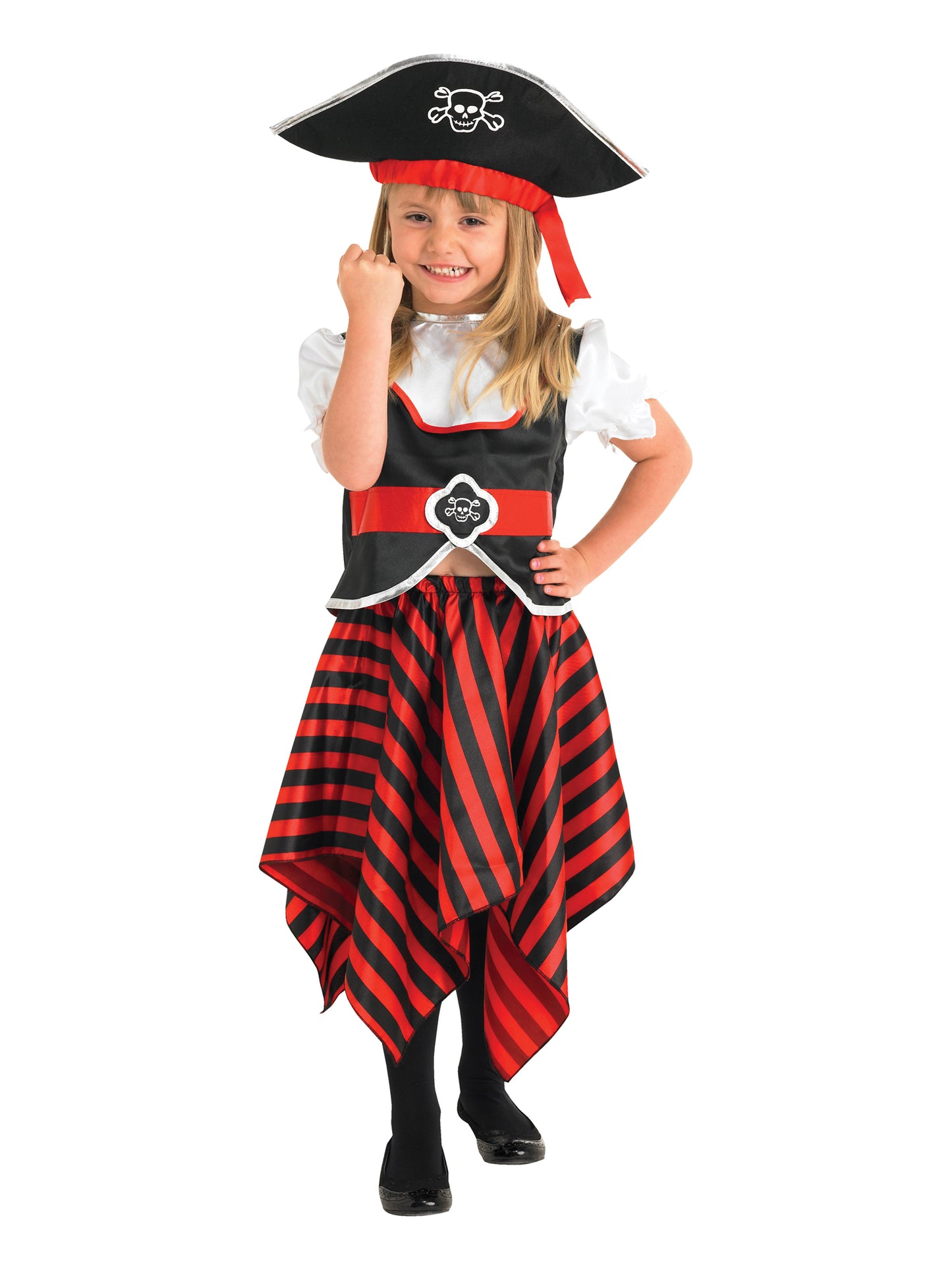Rubies Pirate-Girl-Kinderkostüm für Mädchen mit Top, Rock und Hut – Produktansicht