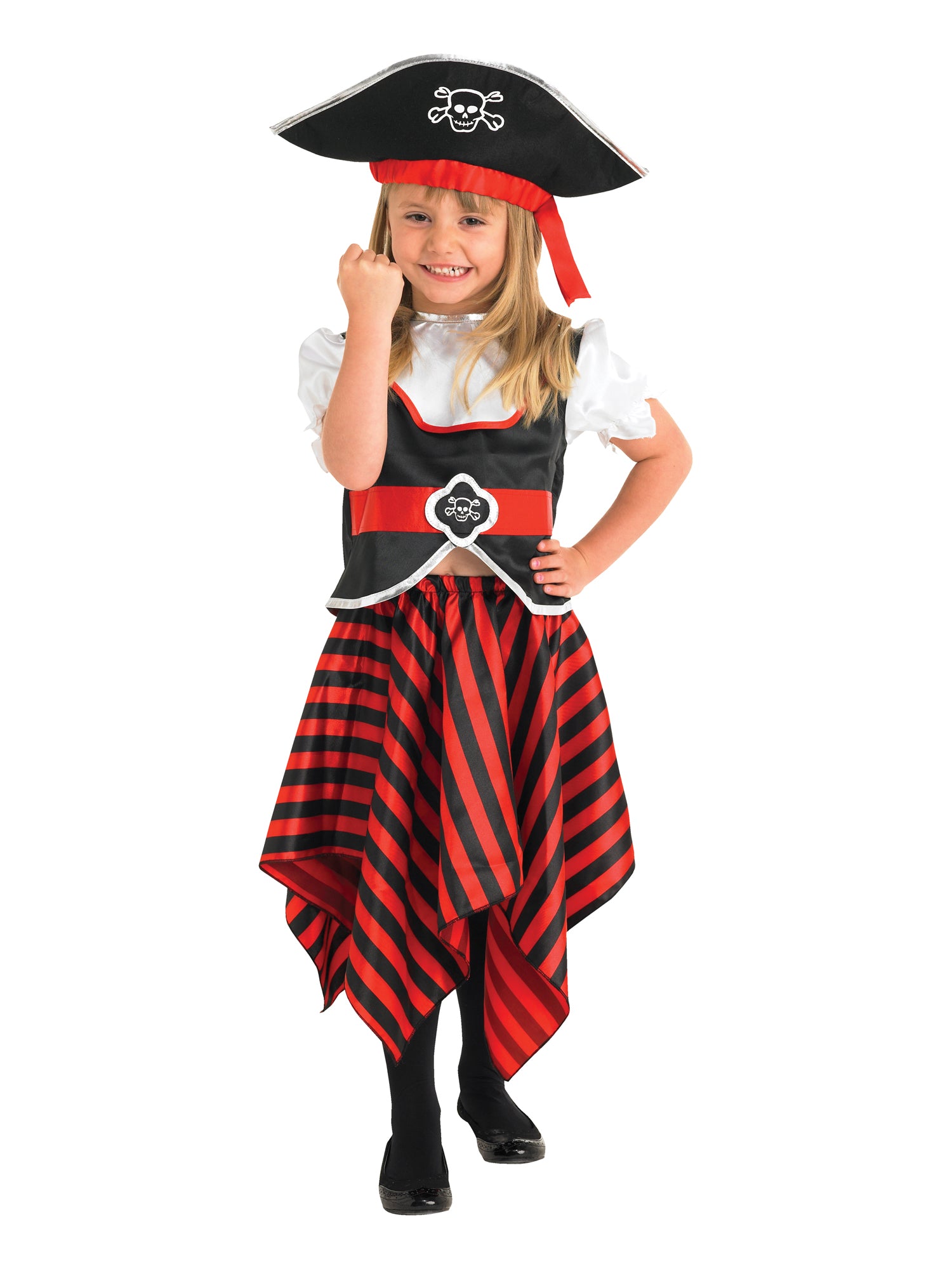 Rubies Pirate-Girl-Kinderkostüm für Mädchen mit Top, Rock und Hut – Produktansicht