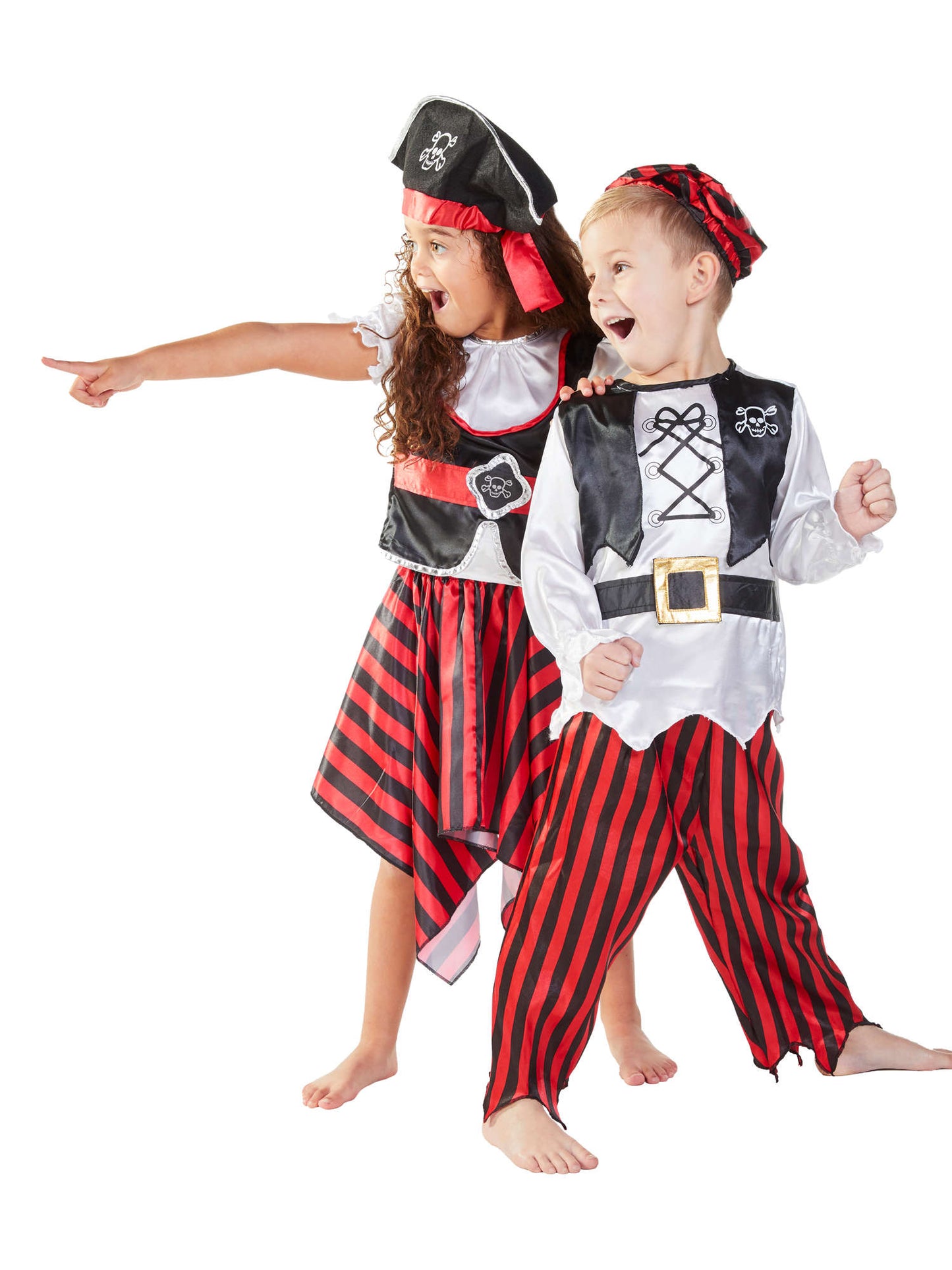 Rubies Pirate-Girl-Kinderkostüm für Mädchen mit Top, Rock und Hut – Seitenansicht