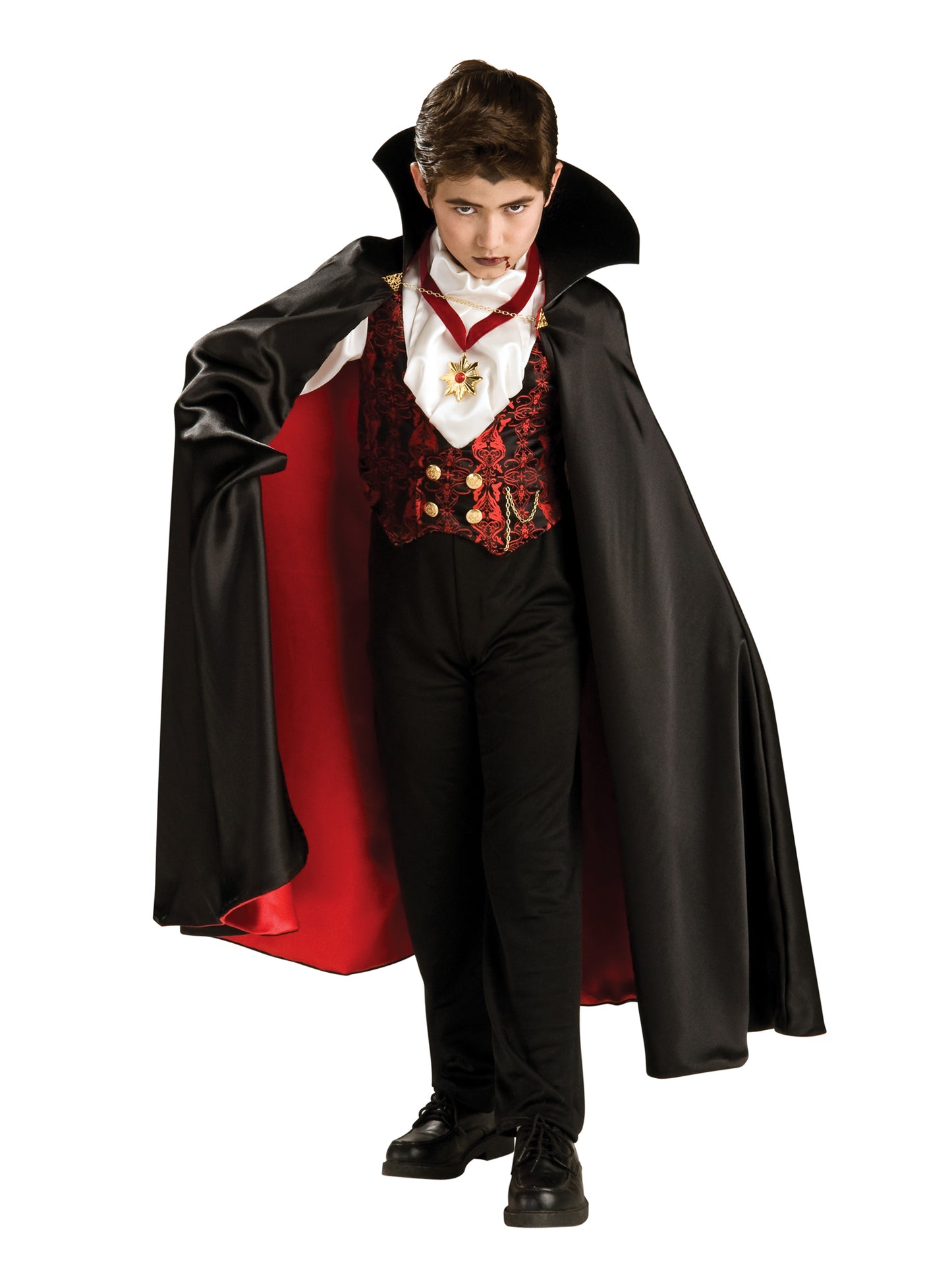 Rubies Transylvanian Vampire Deluxe Kinderkostüm für Jungen mit Umhang und Medaillon