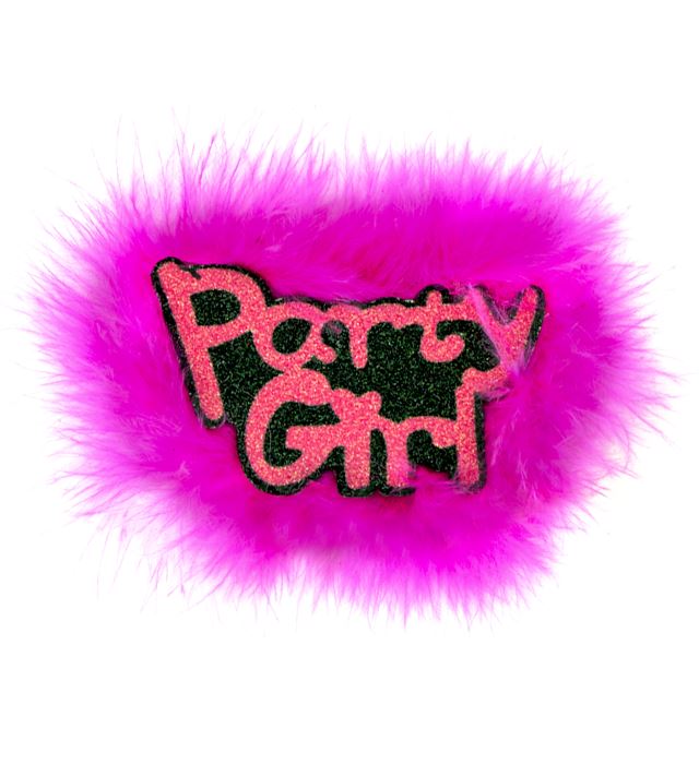 Brosche mit Schriftzug Party Girl als Fasnacht-Accessoire
