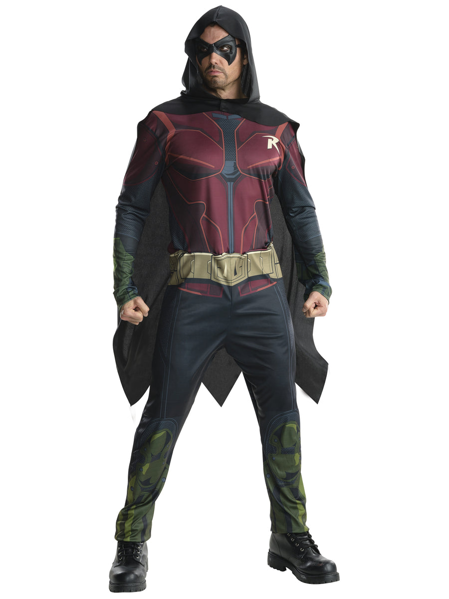 Rubies Robin Arkham Kostüm für Herren mit Overall, Umhang und Augenmaske