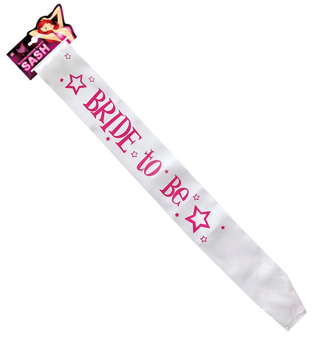 Weiße Satin-Schärpe mit goldener Aufschrift BRIDE TO BE für Junggesellinnenabschied