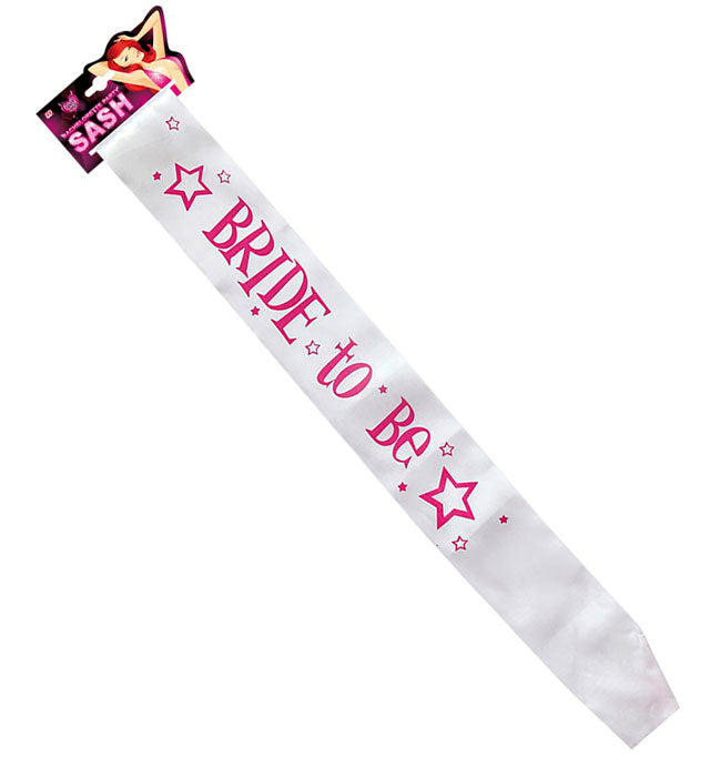 Weiße Satin-Schärpe mit goldener Aufschrift BRIDE TO BE für Junggesellinnenabschied