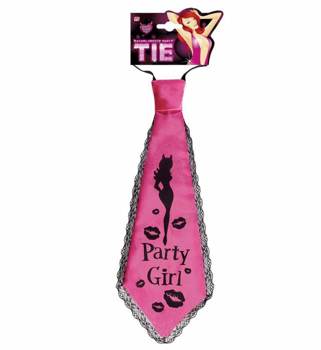 Satin-Krawatte mit Spitzenrand in schwarz als Fasnacht-Accessoire