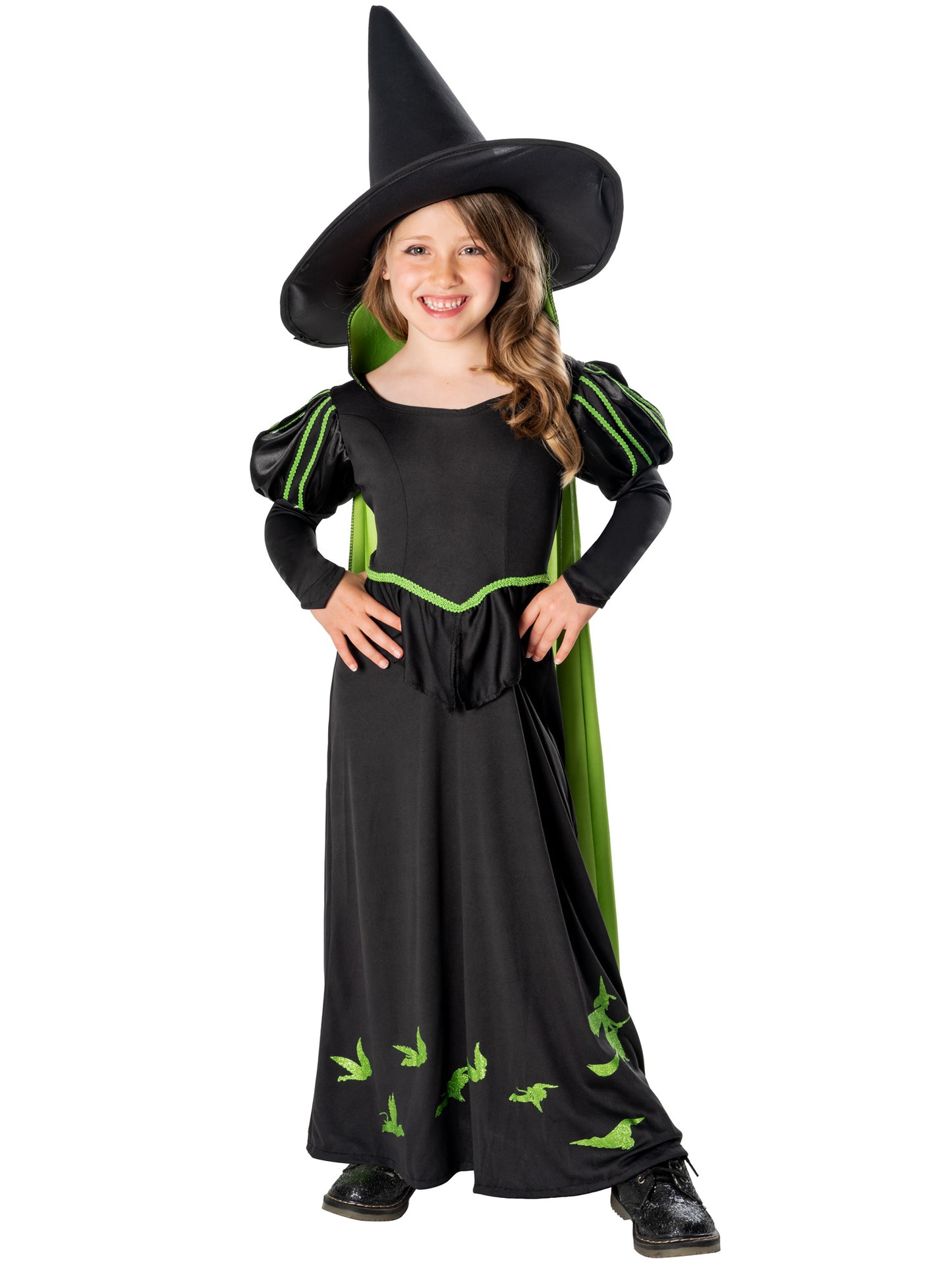 Rubies Wicked Witch of the West Kinderkostüm für Mädchen mit Kleid, Umhang und Hut – Detailansicht