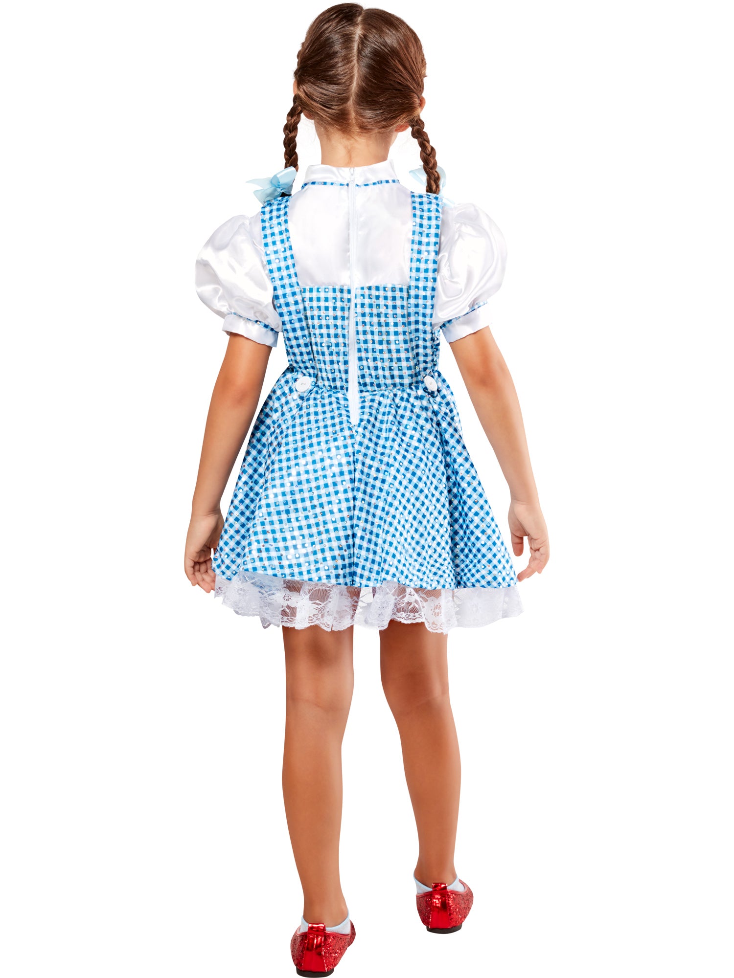 Rubies Dorothy Kinderkostüm mit Paillettenkleid und Haarschleife – Detailansicht