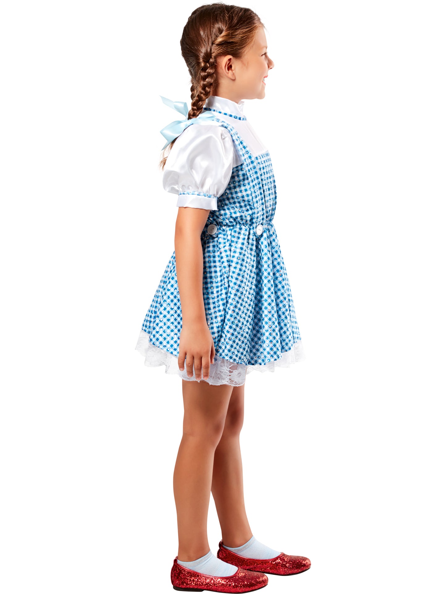 Rubies Dorothy Kinderkostüm mit Paillettenkleid und Haarschleife – Seitenansicht