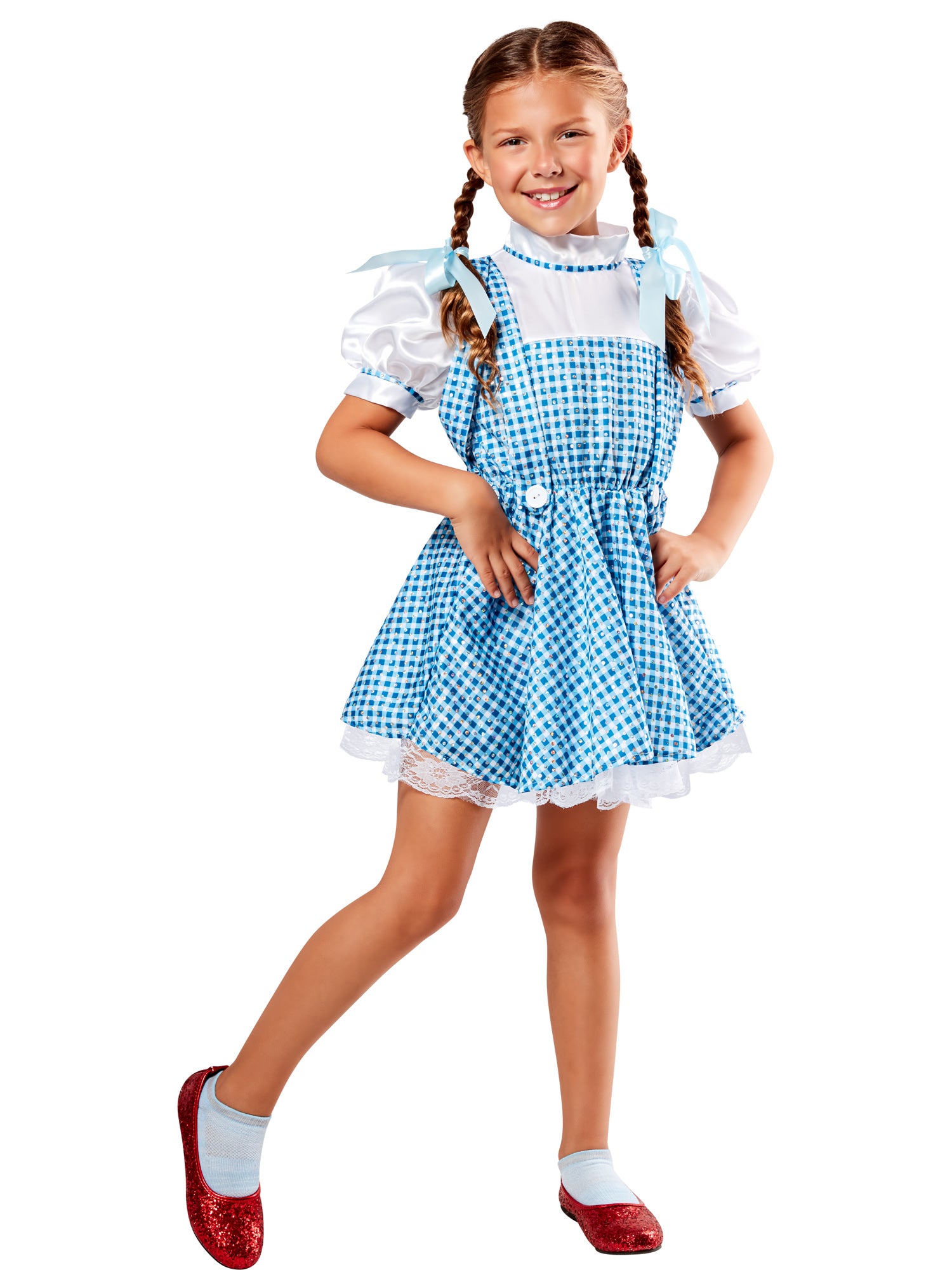 Rubies Dorothy Kinderkostüm mit Paillettenkleid und Haarschleife – Verpackung