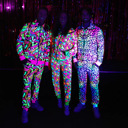 Boland Damen Neon Leopard Jogginganzug – UV-Reaktiv 80er Tracksuit - Fasnacht24.ch