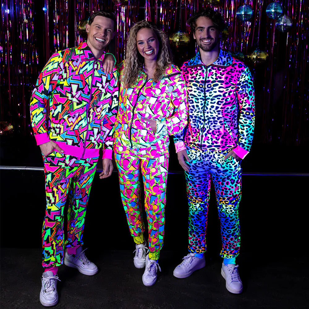 Boland Damen Neon Leopard Jogginganzug – UV-Reaktiv 80er Tracksuit - Fasnacht24.ch