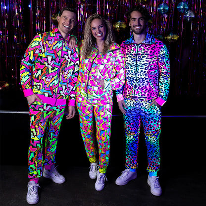 Boland Damen Neon Leopard Jogginganzug – UV-Reaktiv 80er Tracksuit - Fasnacht24.ch