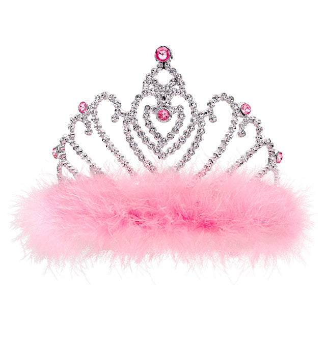 Tiara mit rosa Marabou-Federn als festliches Accessoire